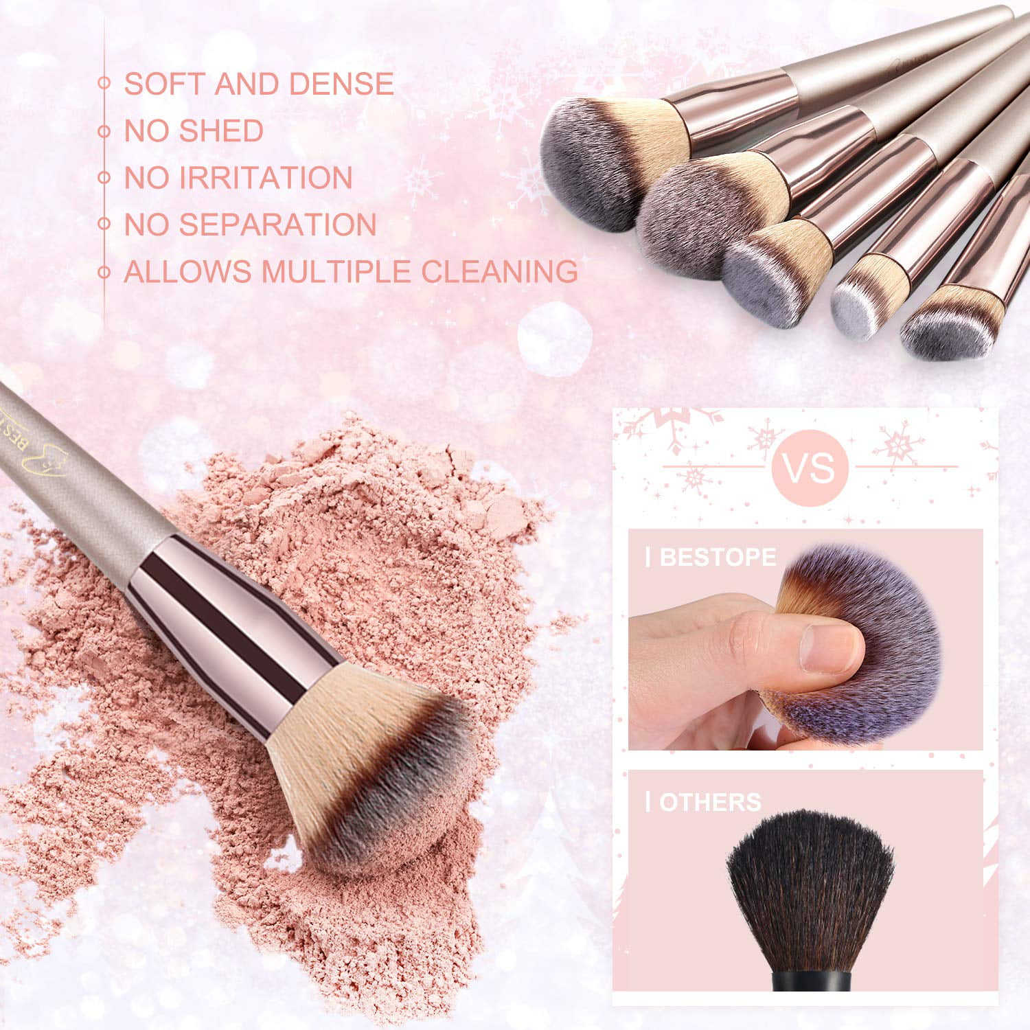 Ustar Makeup Brushes Kit 16pcs Makeup Brush Set Premium Synthetic Concealers Foundation Brush Blending Face Powder Blush Eyeshadow Brush Make Up