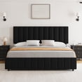 thumbnail image 3 of Full Linen Upholstered Platform Bed Frame with 4 Storage Drawers, Adjustable Headboard, Wooden Slats Support, No Box Spring Needed, Black, 3 of 9