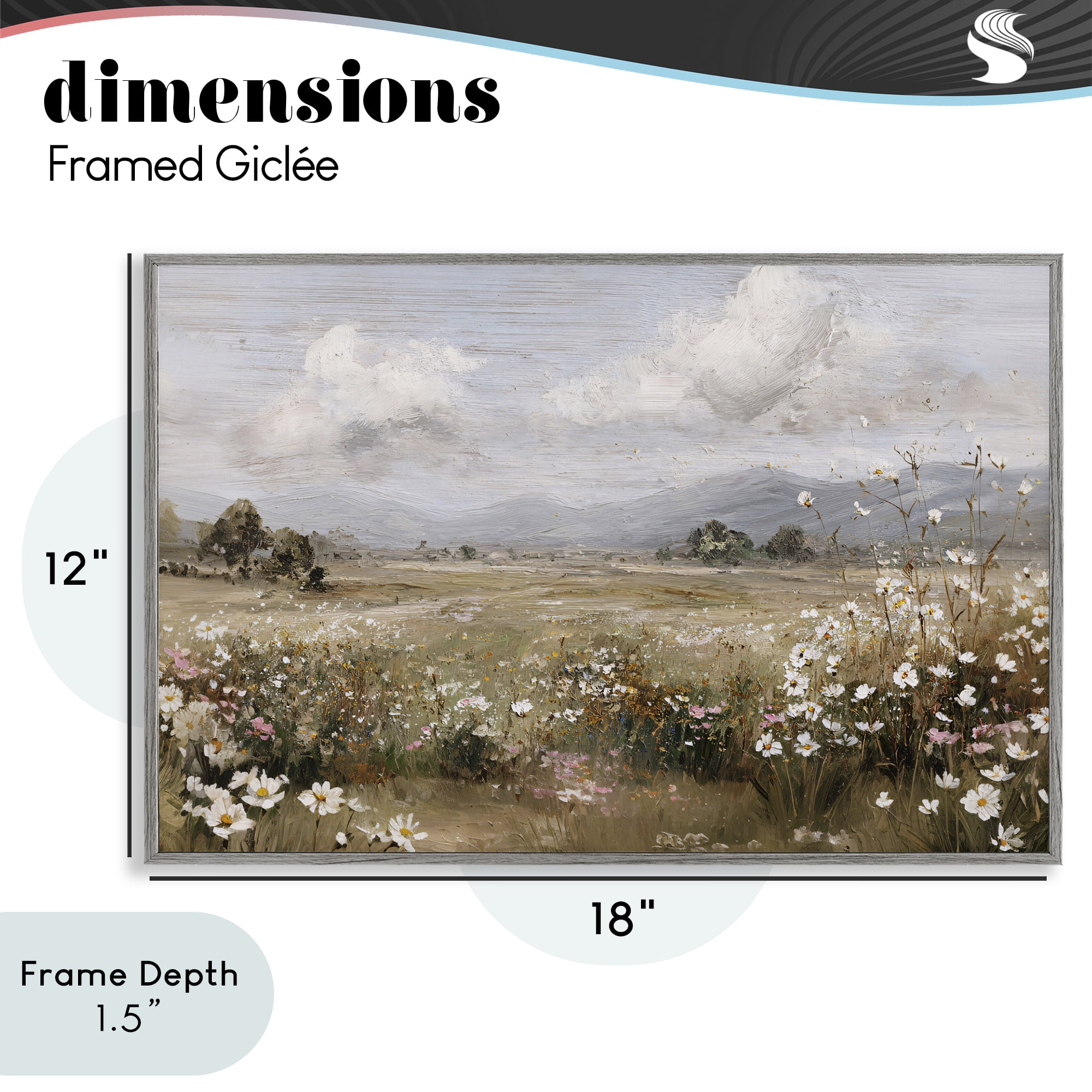 Stupell Industries Daisy Clusters in Field Gray Framed Giclee Art, design by Jacky Ngan