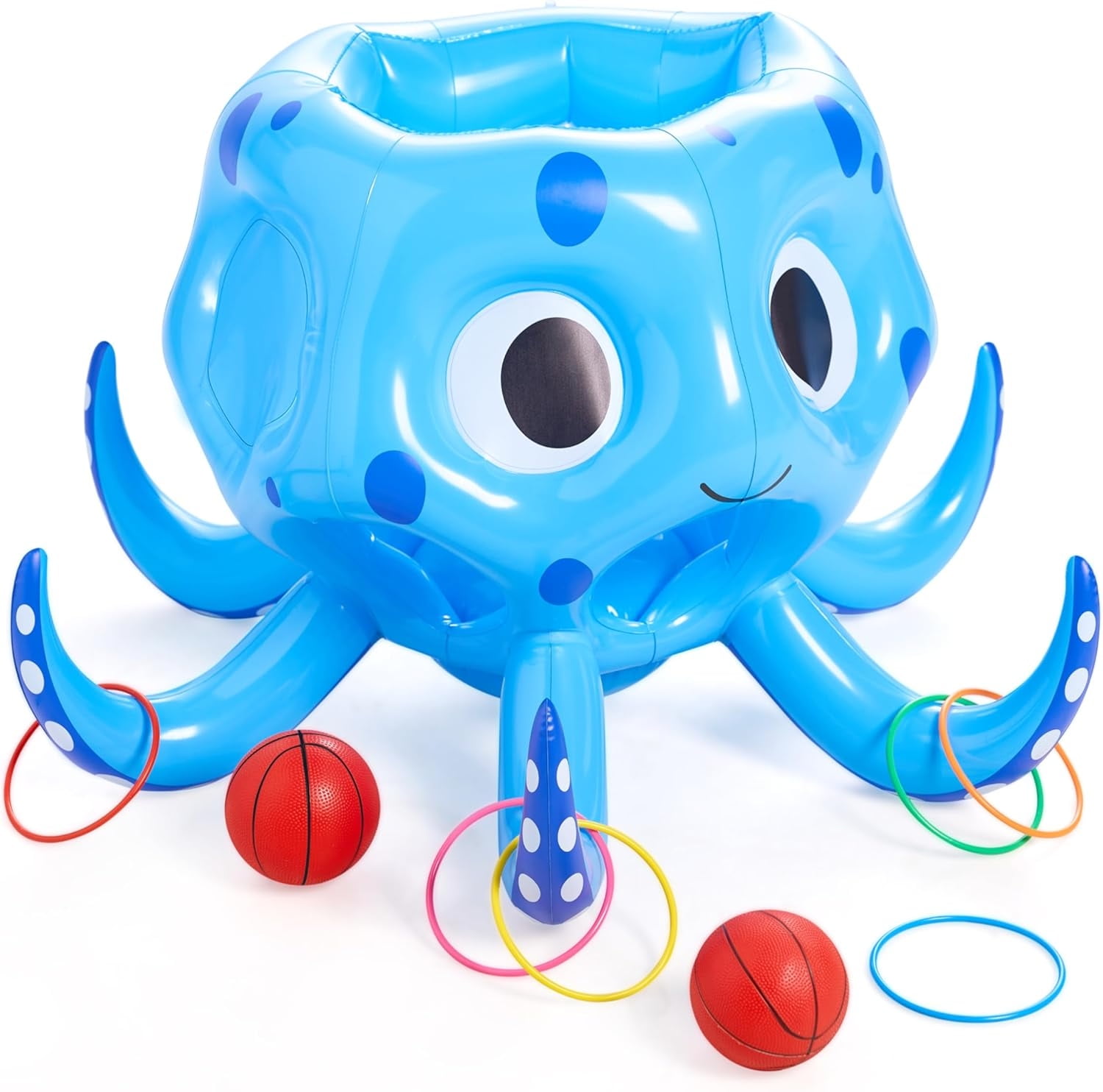 Joyfy Inflatable Octopus Basketball Hoop with Toss Game Set