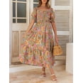 thumbnail image 3 of Vestido ZESICA 2025 boho con estampado floral y cuello cuadrado, largo maxi, 3 of 5