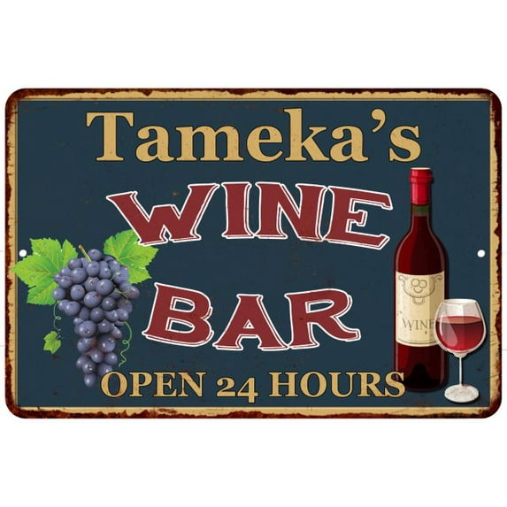 Tameka's Green Wine Bar Sign Wall Decor 8 x 12 High Gloss Metal 208120043617