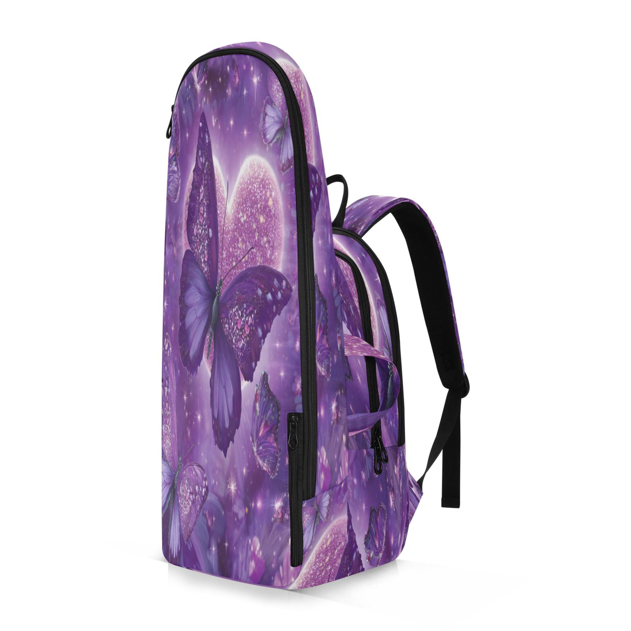 2 Racquet Holder Tennis Backpack Tennis Racket Covers Gym Bags Purple Diamond Butterfly