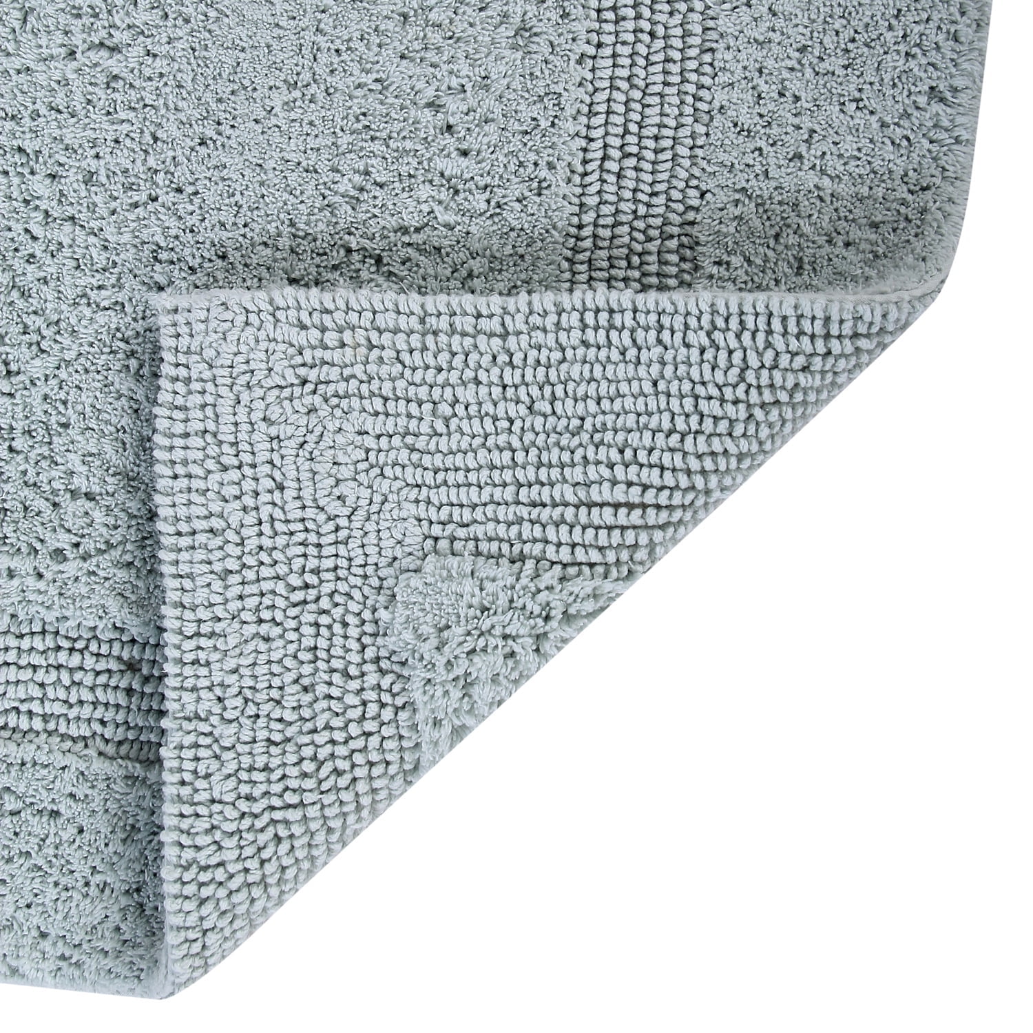 Better Trends 20" x 20" U-Shape Toilet Rug, 100% Cotton Tufted Bathroom Rug, Contour Mat, Water Absorbent, Reversible, Machine Wash (Blue) Lux Collection
