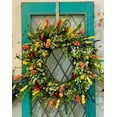 thumbnail image 4 of Spring Artificial Wildflower Wreath 20Inch Daisy Lavender Greenery Wreath Rustic Farmhouse Wreath Summer Wreaths for Front Door Spring Door Wreath for Front Door Wall Window Home Decor (20in), 4 of 7