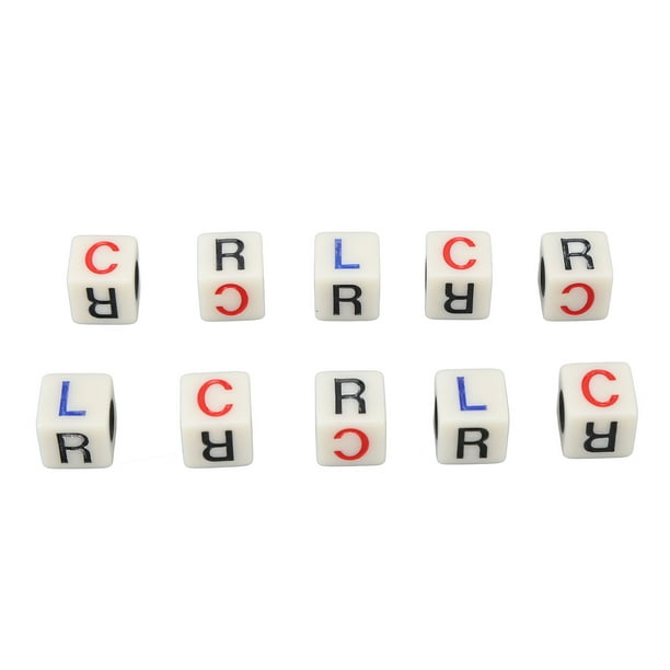 10 dados de centro izquierdo y derecho, ligeros, de plástico blanco, RLC, para juego de mesa