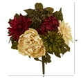 thumbnail image 2 of Nearly Natural 16" Peony, Hydrangea and Dahlia Artificial Flower Bouquet (Set of 2), Red, 2 of 3
