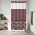 thumbnail image 6 of No Hook Shower Curtain, Boho Red Brown Flower Shower Curtains for Bathroom with See Through Top Window, Abstract Bohemia Pesley Floral Waterproof & Washable Bath Curtain Narrow 54"x78", 6 of 9