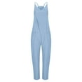 thumbnail image 5 of Usmixi Womens Casual Jumpsuits Solid Loose Baggy Wide Leg Strap Long Jumpsuits Overalls Fashion Pocket V Neck Sleeveless Maxi Rompers Light Blue xxxl, 5 of 7