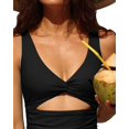 thumbnail image 7 of Attraco Women's One Piece Swimsuit Ruched Tummy High Cut Open Back V Neck Monokini, 7 of 7