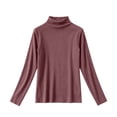 thumbnail image 2 of LUGOGNE Girls Tshirt Turtleneck Long Sleeve Thermal Undershirt Soft Comfortable Fall Winter Basic Tops Red,5-6 Years, 2 of 6