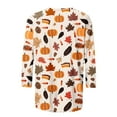 thumbnail image 4 of SDNall Lightweight Halloween Shirts for Women Casual 3/4 Sleeve Crewneck Cute Tops Halloween Thanksgiving Funny Pumpkin Print Trendy Tops Three Quarter Length T Shirt (S-XXXL,Beige), 4 of 5