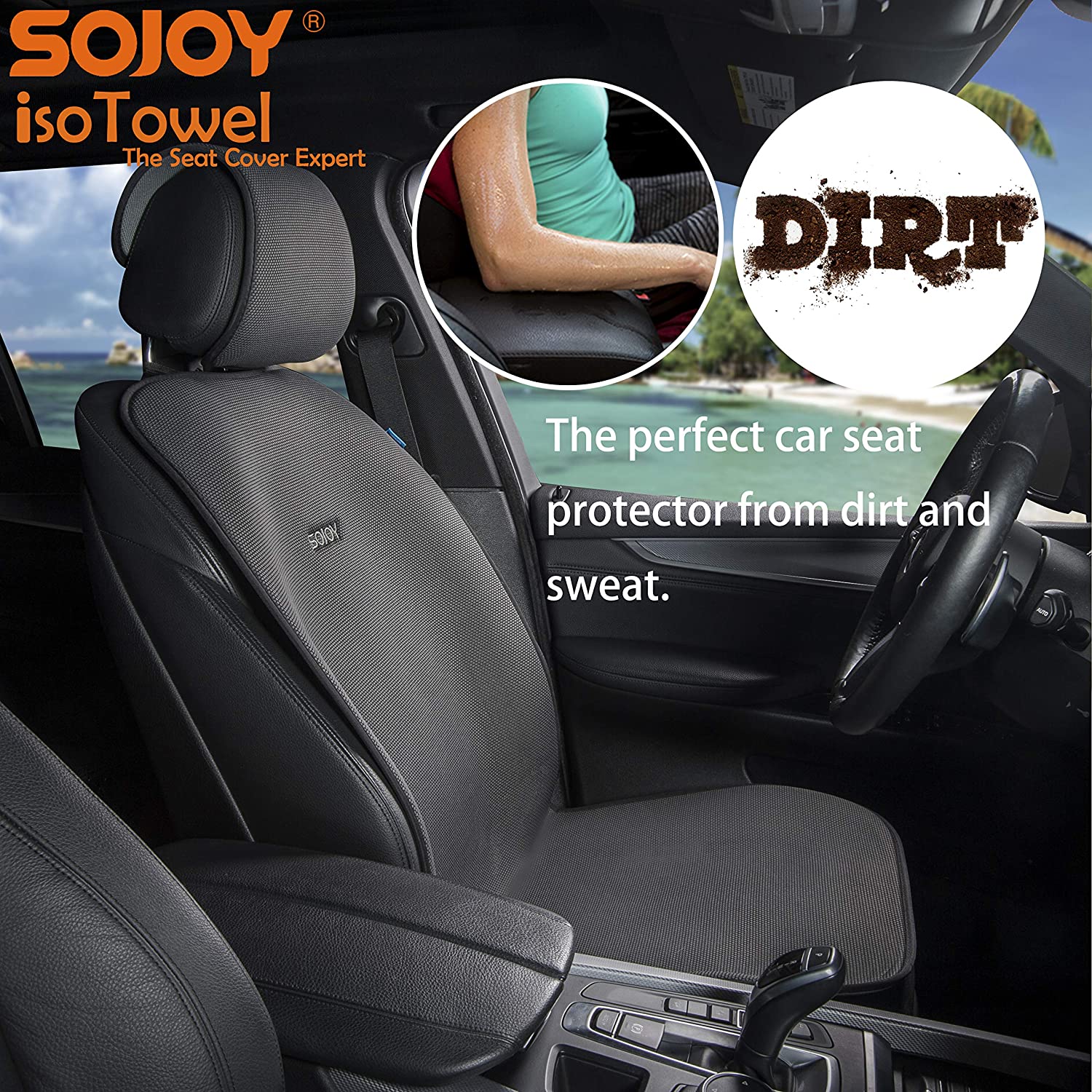 Sojoy Car Seat Cover Microfiber Seat Protector, With Quick-Dry, No-Slip  Technology. Car seat Protection for All Workouts, Honeycomb Cloth  All-Weather (Black and Gray)