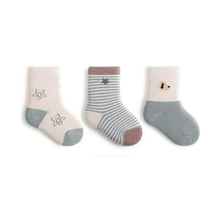 

9 pair Children Autumn And Winter New Pattern Fashion Cute Cartoon Striped Puppy Comfortable Thickened Thermal Socks Color Random