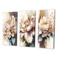thumbnail image 3 of Designart "Pink and Cream Watercolor Floral I" Floral & Botanical Wall Art Set Of 3 - Floral Pink Canvas Set For Living Room Decor, 3 of 6