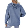 thumbnail image 4 of 2024 Hot Women Sweatshirt in Clearance Ladies Fashion Solid Color Hooded Pullover Casual Sweater Top Women Fall Clothes, Blue L, 4 of 9