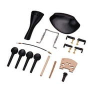 Angle View: Gecheer 4/4 Full Size Violin Accessory Kit Chin Rest Chinrest Clamp Tailpiece 4 Tuning Pegs 4 Fine Tuners Tailgut Endpin Maple Spruce Sound Post