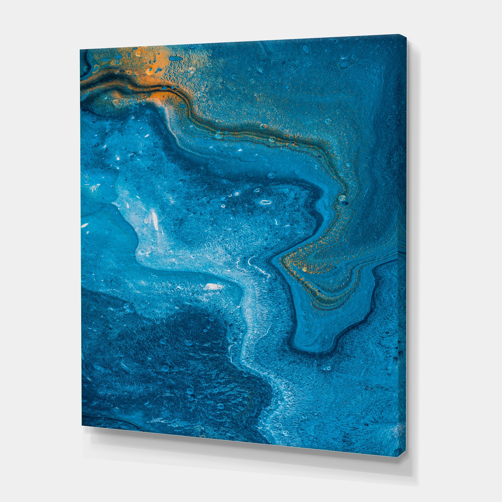 Designart ' Abstract Blue Marble Composition II ' Modern Canvas Wall Art Print