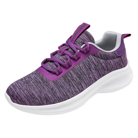 Fauean Womens Sneakers Mesh Breathable Comfortable Thick Sole Women s Shoes Daily Wear Purple Size 39