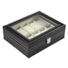 10 Slots Luxury PU Leather Wrist Watch Jewelry Gem Display Box Storage Organizer Case Collection Black
