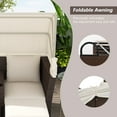 thumbnail image 4 of Harper & Bright Designs Outdoor Convertible Patio Daybed Sofa with Foldable Awning, All Weather PE Rattan Double Lounge Chair Loveseat Sofa with Cup Holders and Storage Boxes for Poolside, Beige, 4 of 17