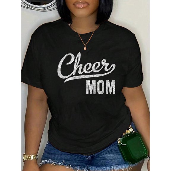 Cheer Mom Proud Cheerleading Mom Gift T-Shirt Women's Men's Graphic Tee Casual Tops