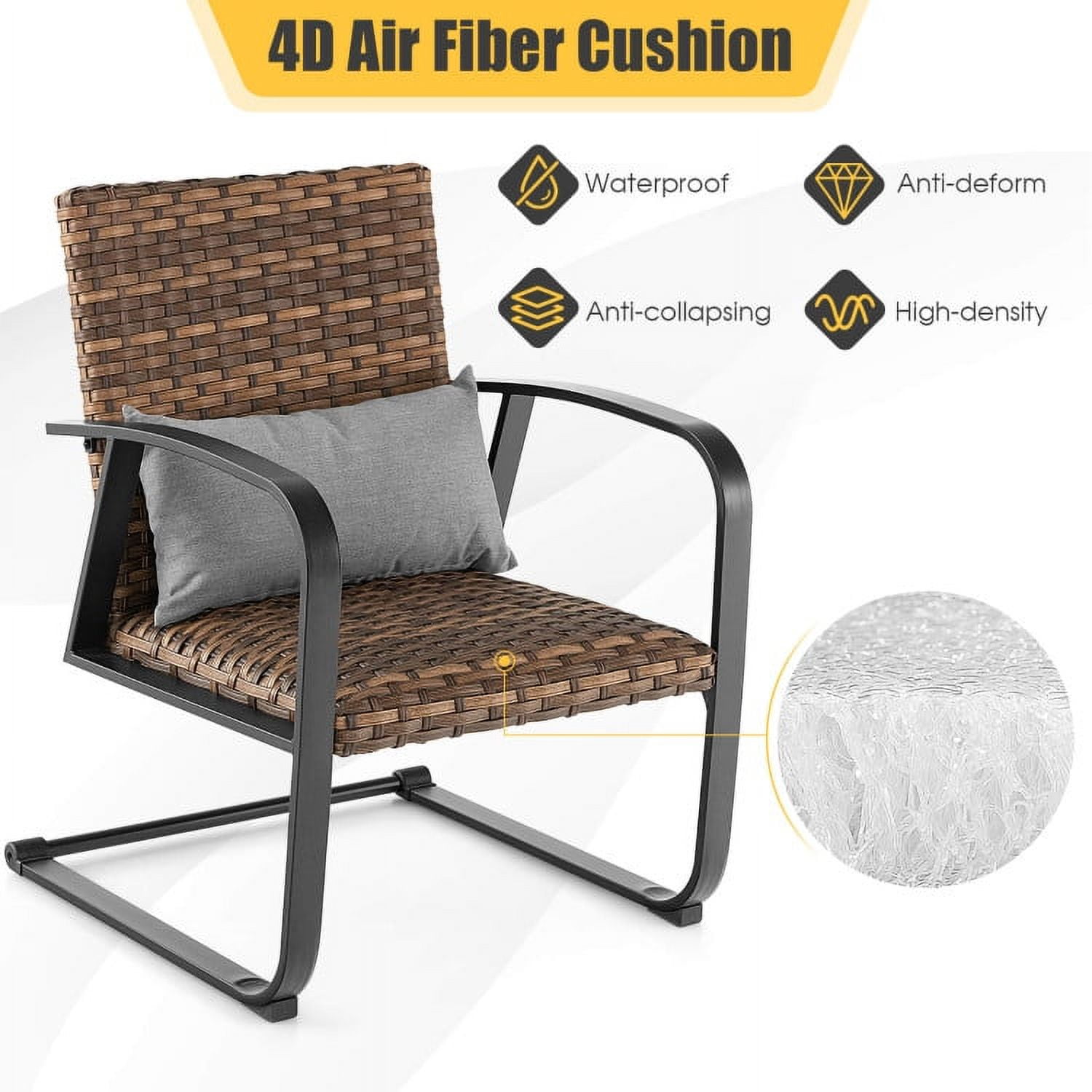 Aimee Lii 3 Pieces Patio Furniture Set, Patio Rattan Coffee Table Set with Quick Dry Lumbar Pillows