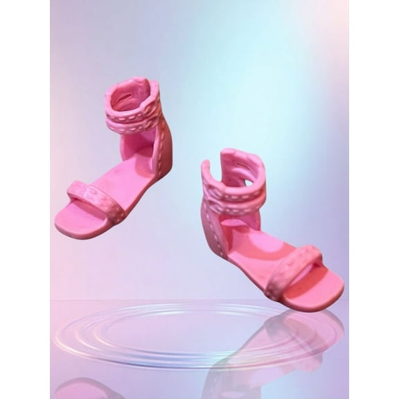 Doll Shoes Pearly Pink Sandals Textured Heels Ankle Straps Buckles Lol Surprise doll OMG Bartz