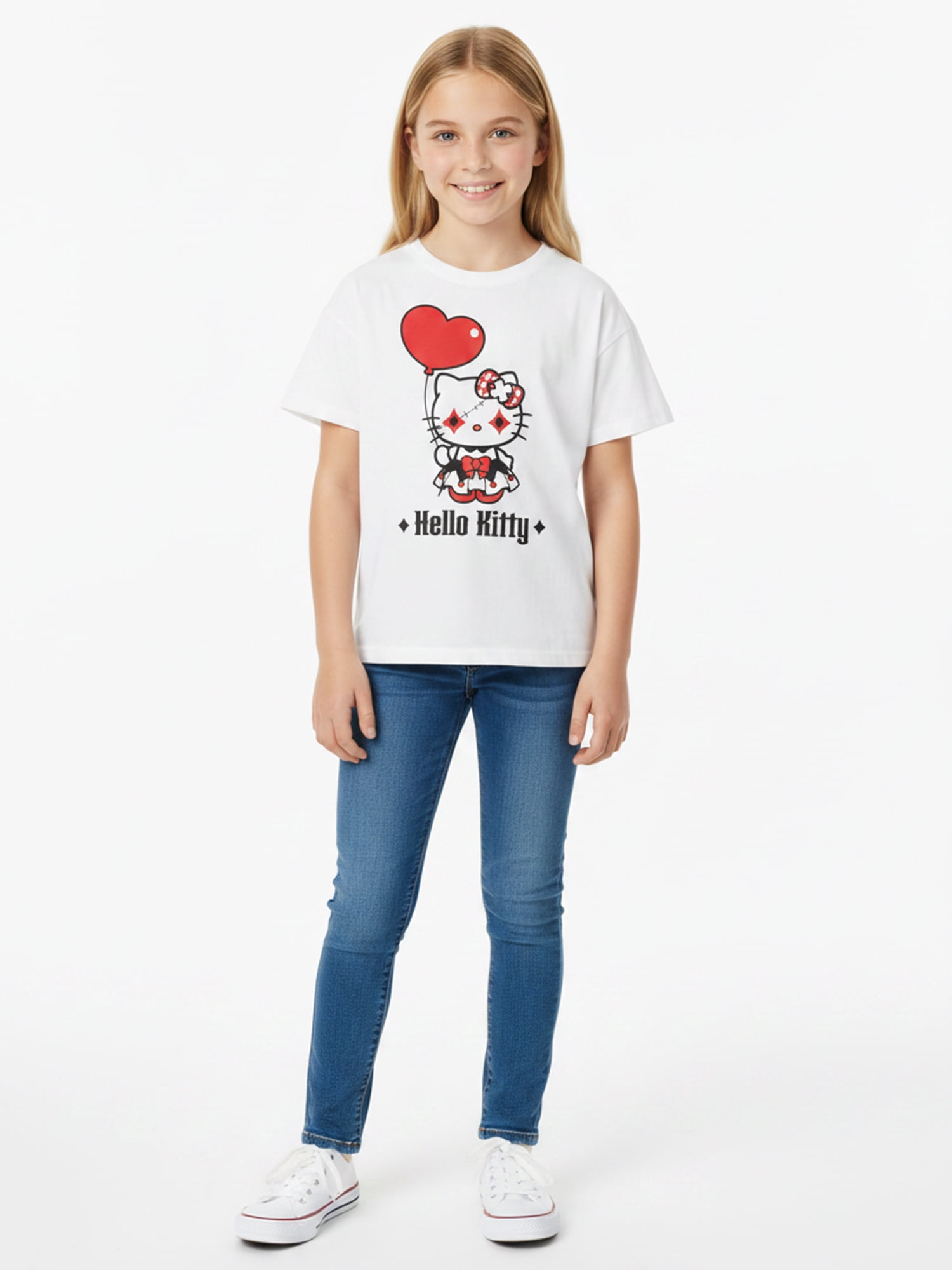 Sanrio, Girls' Short Sleeve T-Shirt, Goth Hello Kitty, Sizes 4-16