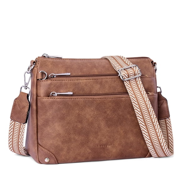 Bolso bandolera mediano de cuero con RFID Lexiyat, marrón, 27 x 22 x 11 cm