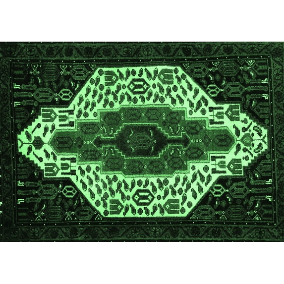 Ahgly Company Indoor Rectangle Persian Emerald Green Traditional Area Rugs, 3' x 5'