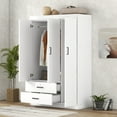 thumbnail image 1 of 3-Door Wardrobe with 2 Drawers, White, 1 of 32