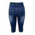 thumbnail image 7 of HKYNLAG Capri Jeans for Women Stretch Frayed Hem Ripped Jeans Lightweight Denim Capris with Pockets Summer Denim Joggers Dark Blue XL, 7 of 7