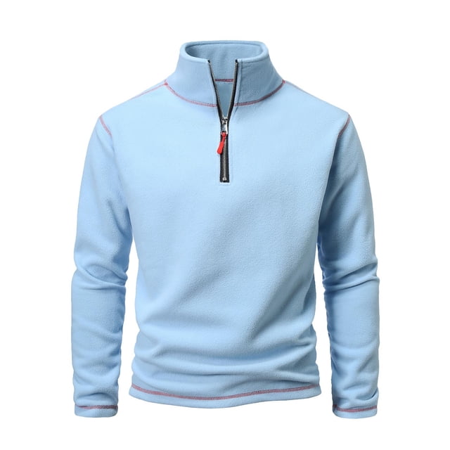 Ediodpoh Chandail à Col Roulé pour Hommes Chaud à Capuche Automne et Hiver Double avec Couleur Manteau à Fermeture Éclair Chandails pour Hommes Bleu G