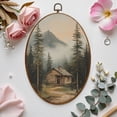 thumbnail image 7 of Canvas Wall Art Cabin Woods Pine Tree Mountain Forest Country Farmhouse Green Mountain Oval Framed Canvas Prints Hunting Theme Wall Hanging Decor for Cabin Lodge 8.6"x11.4", 7 of 7