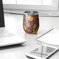 thumbnail image 3 of 12oz Stemless Wine Tumblers Fall Pumpkins Leaves Pattern Vacuum Insulated Stainless Steel Travel Tumbler Cups Mug with Lid and Straw for Champaign,Cocktail,Beer with Cleaning Brush, 3 of 5