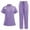 Light Purple, variant on Healing Hands Scrubs for Women Women's 1/3 Zip Scrub Tops and Wide Leg Scrub Pants Set, Solid Color Short Sleeve Nursing Clothes, Quick Drying Polyester Blend Uniform, Light Purple XL