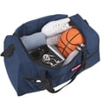 thumbnail image 4 of 24 Pack 24 Inch 55 Liter Overnight Duffel Bags with Zippered Pockets for Men, Women, Sports, Gym, Travel, Commuting in Navy Blue, 4 of 9