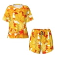 thumbnail image 4 of Picia Autumn Maple Leaves Pajamas Sets for Women Soft Short-Sleeved Pjs with Lounge Shorts Two Piece Sleepwear-4X-Large, 4 of 9