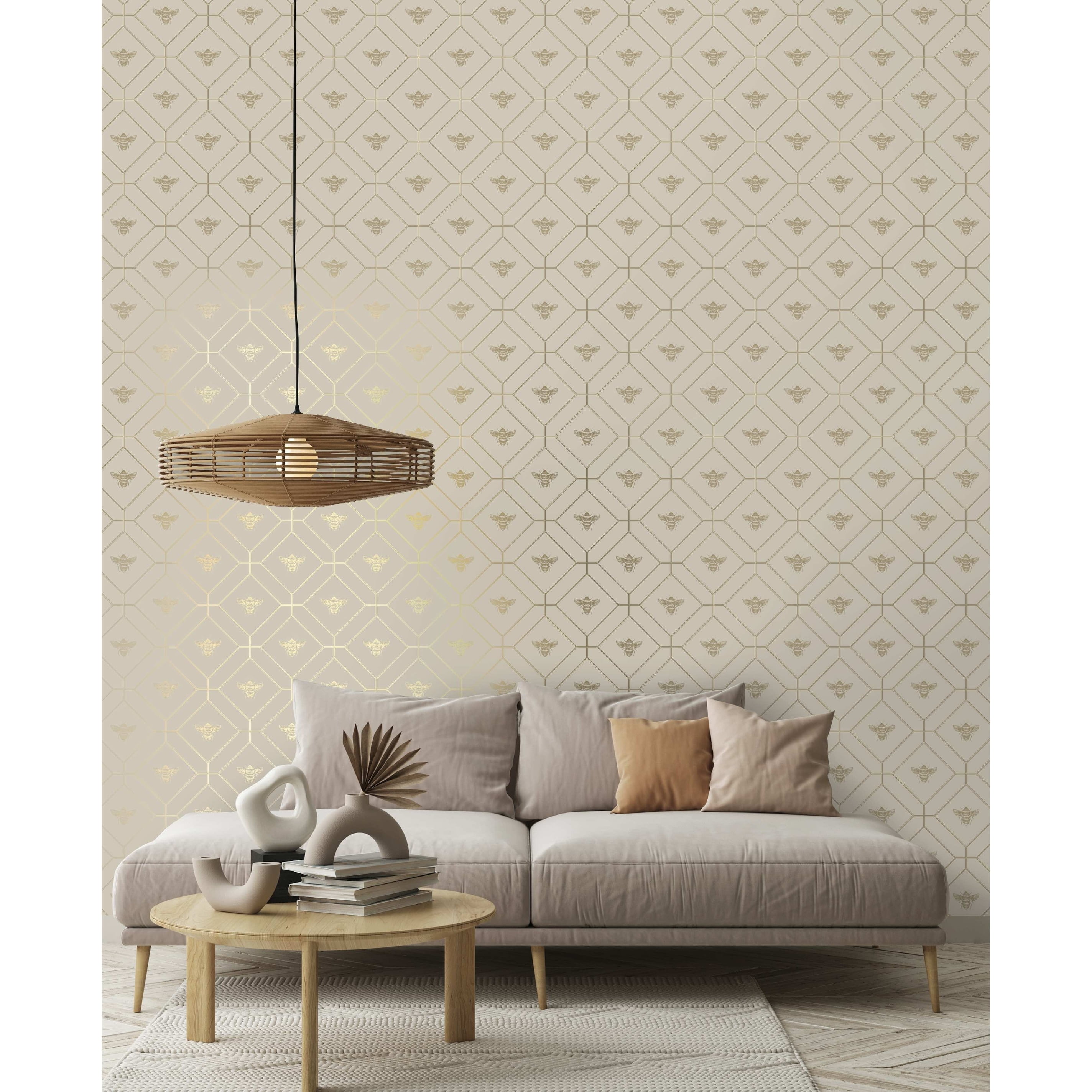 Holden Honeycomb Bee Geometric Non-Pasted Wallpaper  396in x 20.8in Green