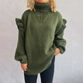 thumbnail image 6 of Ltctricy Oversized Sweaters for Women Ruffle Long Sleeve Turtleneck Loose Casual Pullover Sweaters Fall Winter Knit Sweaters(Army Green,Small), 6 of 6