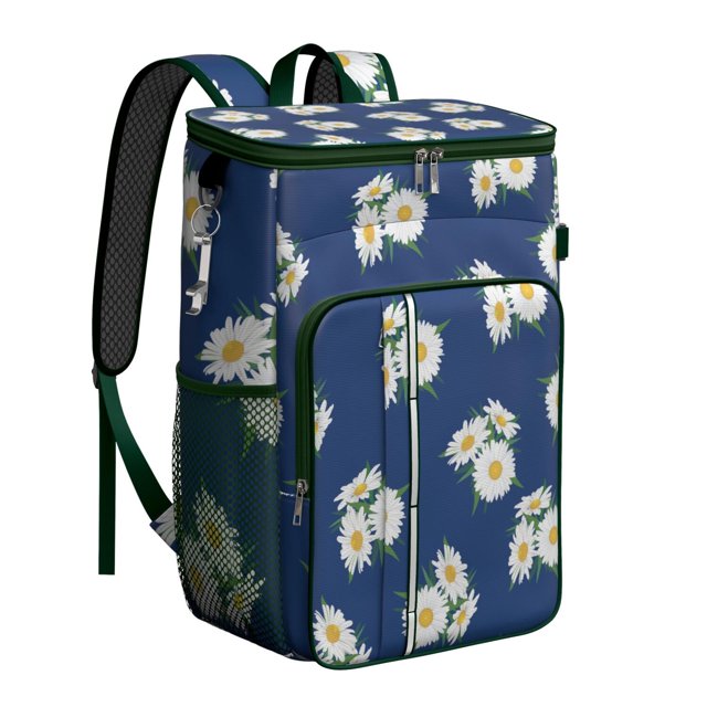 Retro Daisy Graphic Cooler Backpack - High-Capacity 20L Insulated Picnic Backpack with Multiple Pockets for Organization
