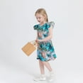 thumbnail image 4 of AUNVITO Girls Floral Print Flutter Sleeve Dress Summer Style Casual Kids' Dress, 4 of 6