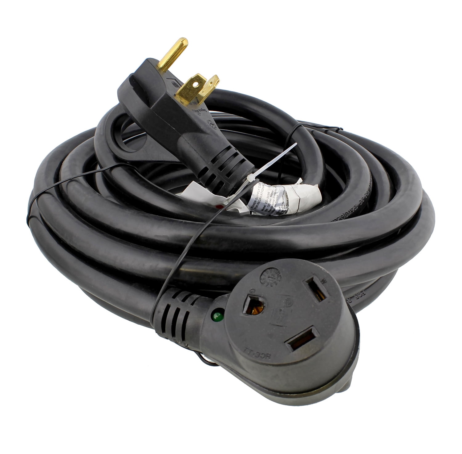 Dumble 30 AMP RV Power Cord w/ Indicator Light 25’ Foot Camper