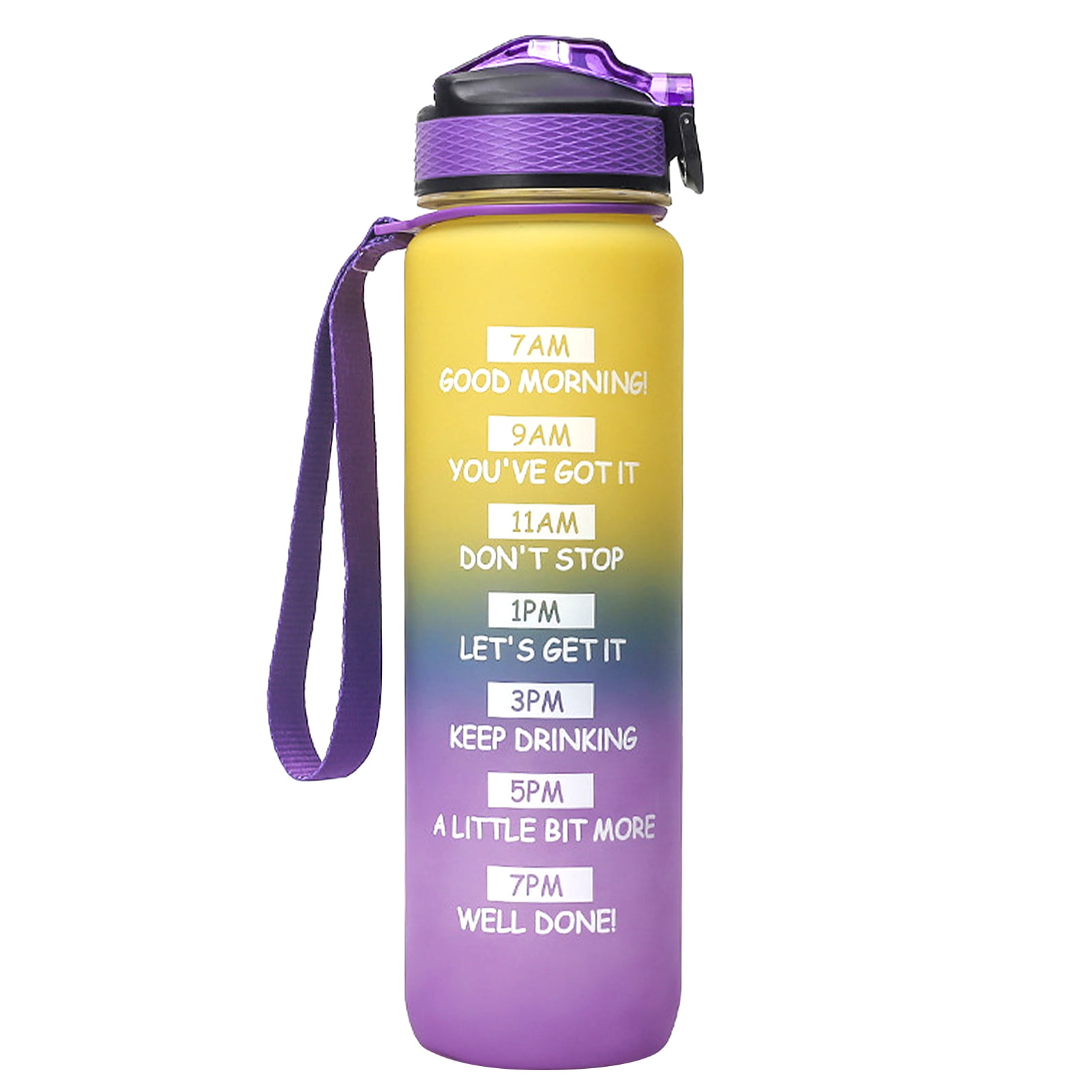 Details about   1000Ml Leakproof Bpa  Drinking Water Bottle with Time Marker Straw for Fitness O 