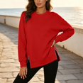 thumbnail image 5 of Jalioing Women's Casual Pullover Shirts Oversized Long Sleeve Side Slit Sweatshirts Solid Fashion Crew Neck Tops, 5 of 9