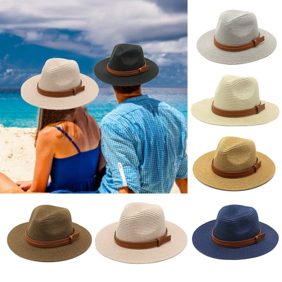 Cheers.US Straw Hat Sun Hat for Women Men Beach Cap Summer Hats UV Protection UPF50 
