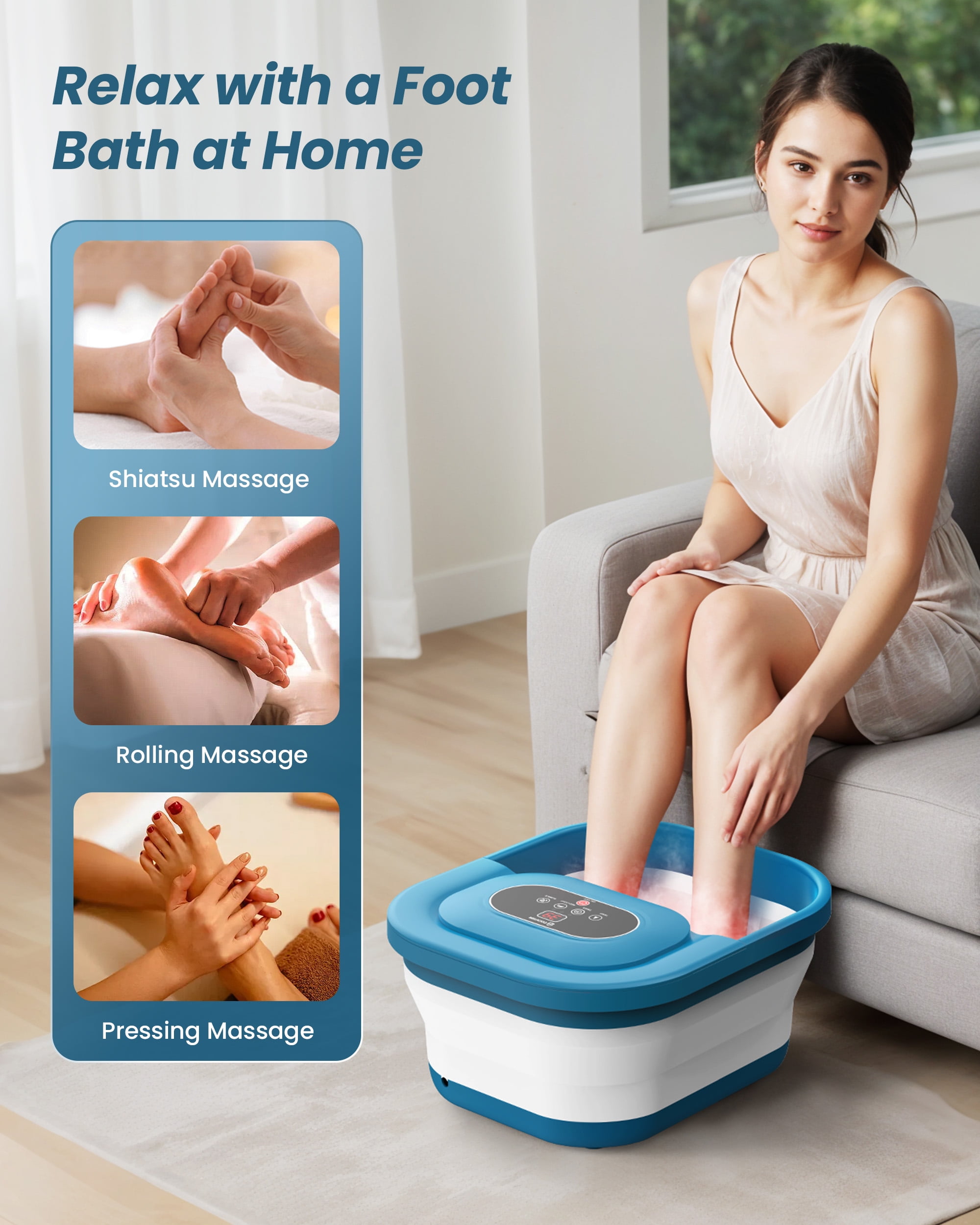Comfier Foot Spa Bath Massager with Heat, Collapsible Foot Care Soaker Tub for Relaxation, Gifts