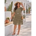 thumbnail image 4 of OYYN Women Crew Neck Layered Ruffle Tunic Dress Short Sleeve Loose Casual Swing Summer Dress, 4 of 5
