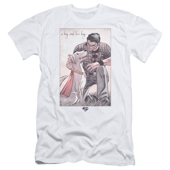 Superman Mans Best Friend Adult 30/1 T-Shirt White